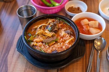 Korean food side dish setting