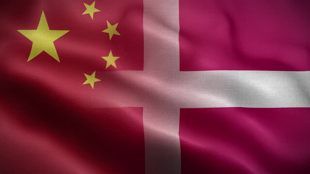 China Denmark Flag Loop Background 4K