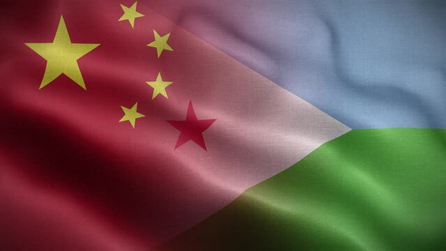 China Djibouti Flag Loop Background 4K