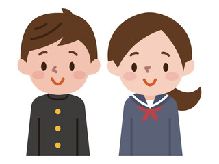 中学生男女のイラスト