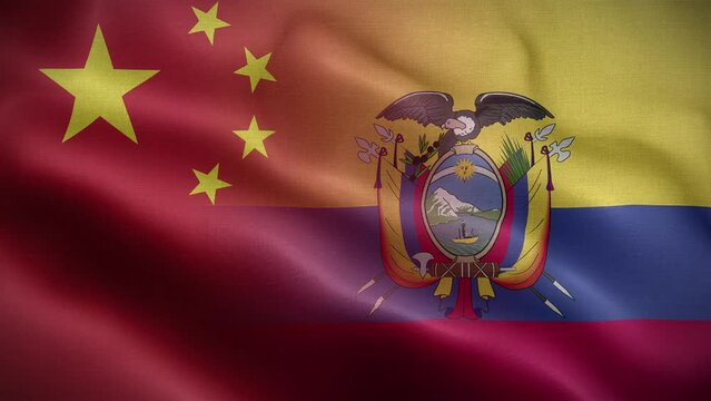 China Ecuador Flag Loop Background 4K