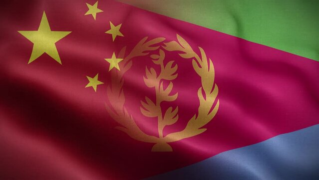China Eritrea Flag Loop Background 4K