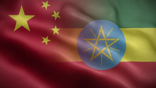 China Ethiopia Flag Loop Background 4K
