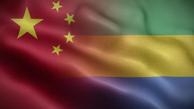 China Gabon Flag Loop Background 4K