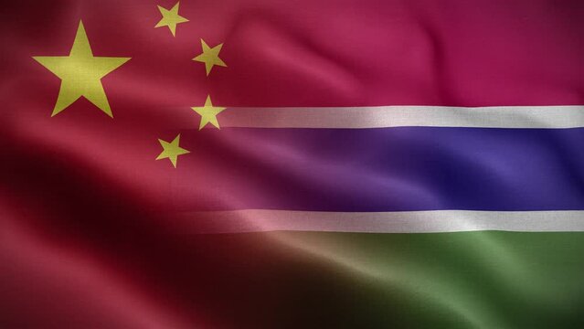China Gambia Flag Loop Background 4K