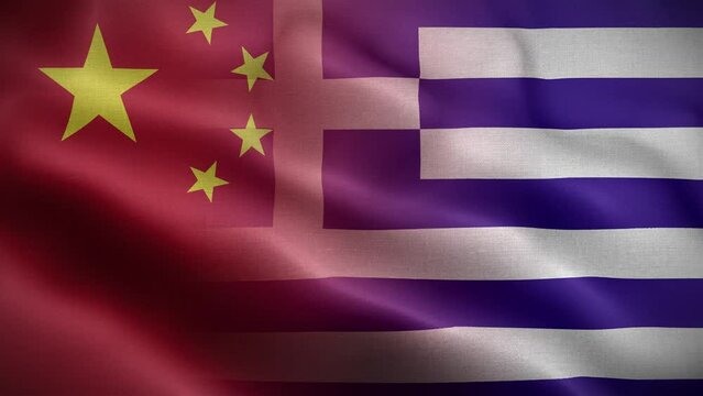 China Greece Flag Loop Background 4K