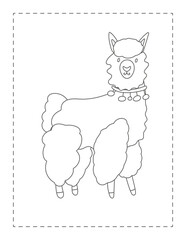 coloring page of a lama