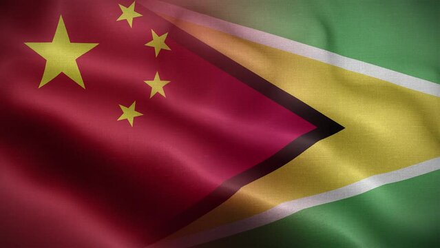 China Guyana Flag Loop Background 4K