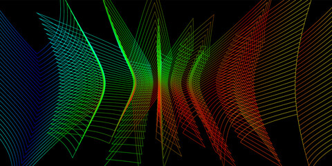 Futuristic black background with colorful lines design