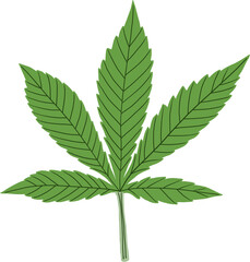 simplicity cannabis leaf freehand drawing.