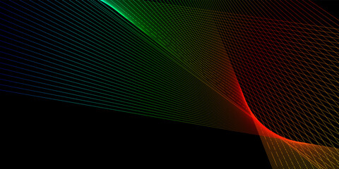 Futuristic black background with wave lines colorful design