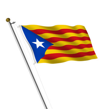 Catalonia Independence Flagpole illustration with clipping path Estelada