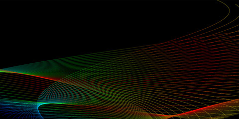 Futuristic black background with wave lines colorful design