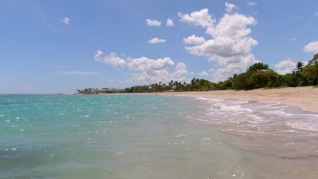 Low soft rise from sea level showing beautiful beach front in the caribbean