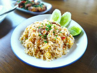 Thai Food Khao pad moo. Pork Fried Rice. Thai restaurant. Thai Cuisine. Thai Street Food.