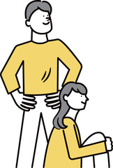 立ち姿の男性と座っている女性のイラスト素材