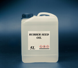 Biofuel in chemical lab in glass bottle Rubber Seed Oil