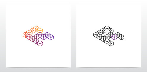 Cube Box Hollow Letter Logo Design R