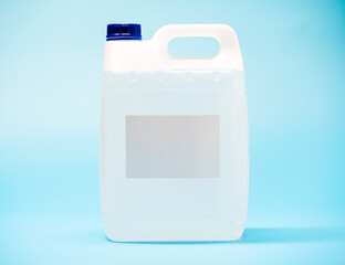 plastic transparent canister with liquid gasoline or car oil