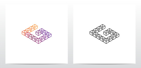 Cube Box Hollow Letter Logo Design G