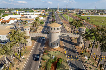 Paulinia, Sao Paulo, Brazil. October 25 2022: Portal of the city of Paulínia in the interior of...