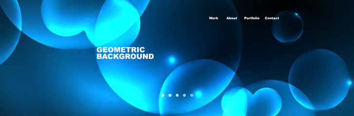 Neon glowing bubbles, circles magic energy space light concept, abstract background wallpaper design