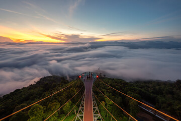 Skywalk at the sunrise from top of mountain at south of Thailand