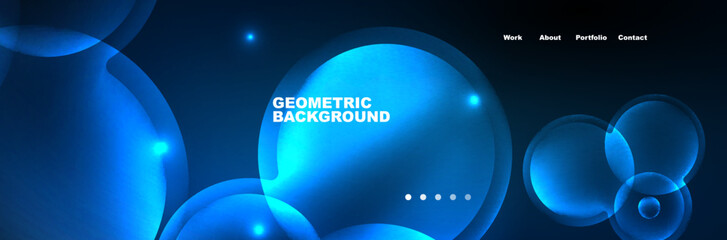 Shiny neon circles and bubbles, dark abstract background with blurred magic neon light, wallpaper design