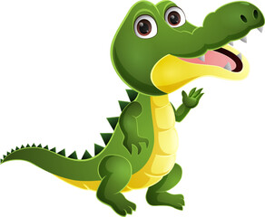 Obraz premium Cute alligator cartoon on white background