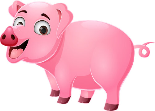 Cute pig cartoon on white background