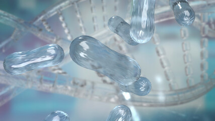 The  bacteria on sci background for sci or education concept 3d rendering