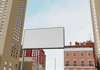Obraz premium 3D mockup blank billboard in downtown rendering