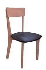 Wooden chair with  leather cushion.