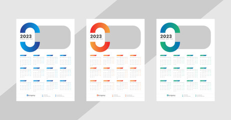 One Page Wall Calendar 2023 Template Design