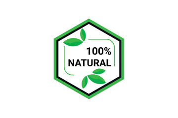Green 100 percent natural badge design.