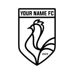 Simple and elegant rooster logo inside the shield perfect for a football team