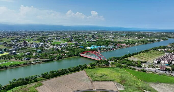 Drone fly over Yilan dongshan in Taiwan