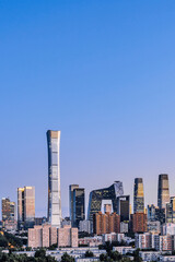 Night view of CBD buildings in Beijing city skyline, China