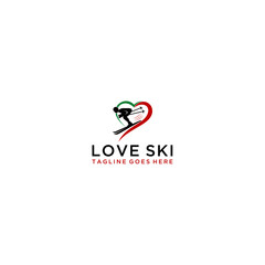 Creative illustration modern symbol ski sport logo design template element with Love 
