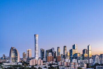 Night view of CBD buildings in Beijing city skyline, China