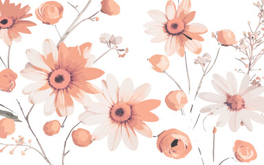 vintage flower vector pattern on background
