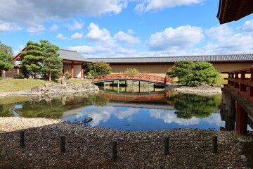Naklejka premium A Japanese garden : Toin-teien Japanese Garden which they say is the reconstruction of the origin of Japanese gardens in Japan' s ancient capital in the Nara period in Nara City