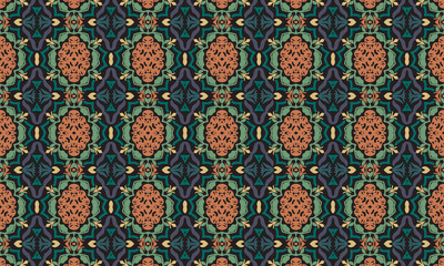 Abstract pattern, floral Pattern, Seamless repeated pattern design., Women's long dress pattern design, vector vintage art illustration