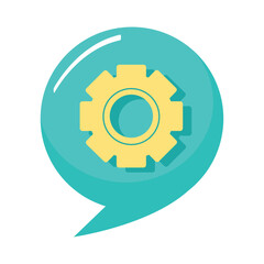 gear cog in speech bubble
