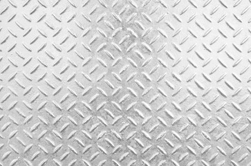 Silver metal plate with embossed pattern for anti slip. Glossy silver grunge metallic textured background.