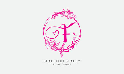 Rose love beauty vector letters for beauty and fashion brand and pink rose logo with love sign vector for valentines day and love symbol icon letters