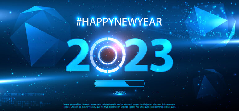 2023 digital futuristic technology sci fi background banner. Hitech communication concept innovation of new year background. 2023 digital futuristic digital innovation background. Vector illustration.