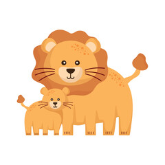 Obraz na płótnie Canvas cute lions family