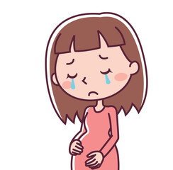 涙を流す妊婦