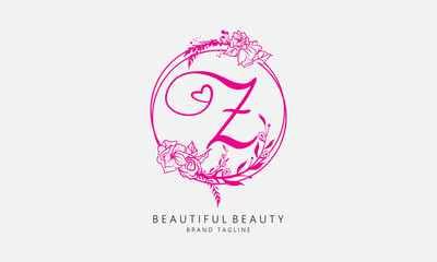 Rose love beauty vector letters for beauty and fashion brand and pink rose logo with love sign vector for valentines day and love symbol icon letters